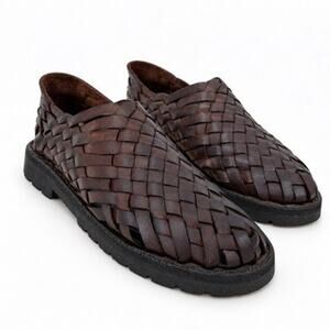 Brand X Women Huarache Sandals Shoes Dark Maroon Woven Leather Size 8.5